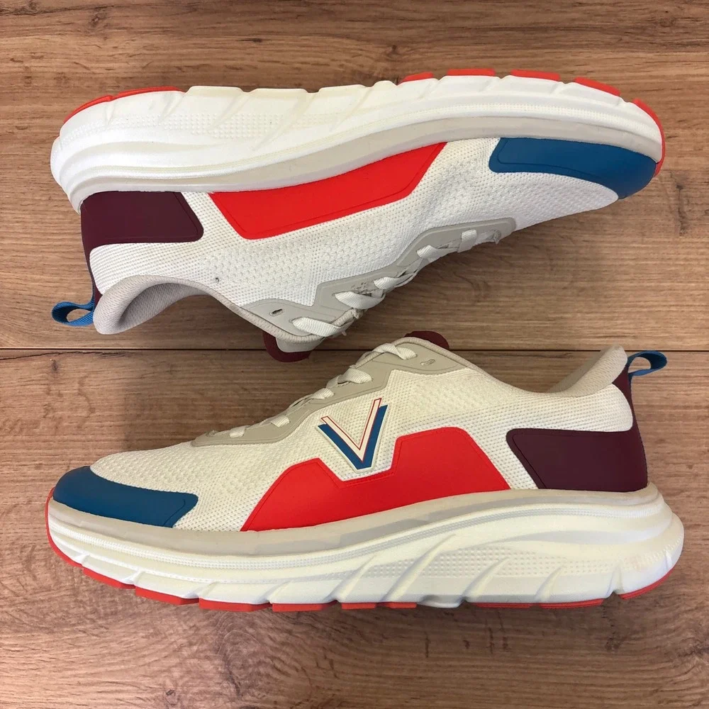 VIONIC Walk Max Lace Up Sneaker Ivory Red Blue Men Size 13 Sporty Casual Comfort